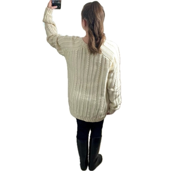 VINCE Wool Cashmere Chunky Oversized Luxe Knit Sweater Cream Large - Picture 6 of 17